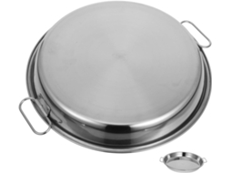 Bandeja De Servir Em Aço Inoxidável, Prato Para Aperitivos Com Alça De Transporte, Assadeira Redonda De 32 Cm. Bandeja De Servir Em Aço Gokoco
