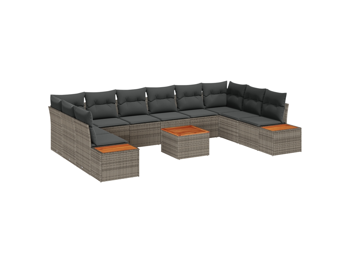 Conjunto 11 Sofá De Jardim Vidaxl Cinzento Vime Pe (55 X 55 X 37 Cm)