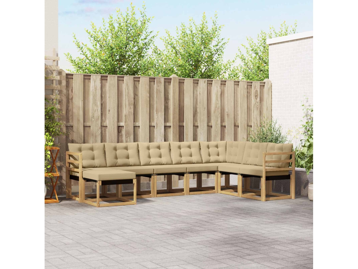 Vidaxl Conjunto De Sofás Para Exterior 8 Pcs Branco E Bege