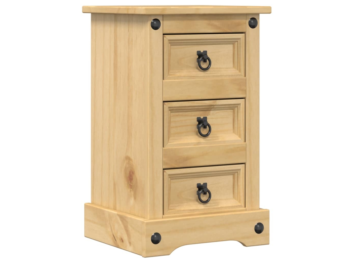 Table De Chevet Avec 3 Tiroirs 35 X 32,5 X 58 Cm Bois De Pin Massif Dec033899 Décoshop26