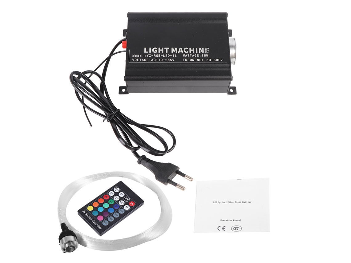 Kit de Decoração de Teto com Fibra Óptica Led Rgbw 16W com Controle Remoto e Cabos | S/MARCA