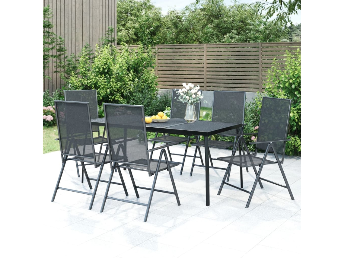 Pcs Conjunto De Jantar Para Jardim Aço Antracite Dkd Home Decor