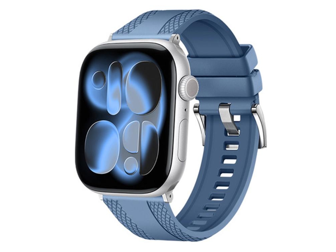 Bracelete para Apple Watch 46/49/45/44mm Borracha Fluorocarbonada com Textura Diamante Azul XIAOMOYU