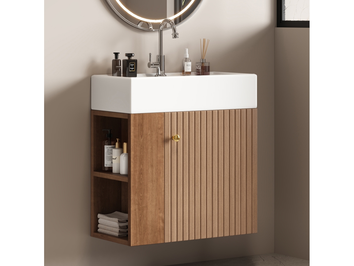 Móvel Para Banheiro Com Pia E Gabinete Suspenso 55 Cm, Branco, Para Lavabo Pequeno.