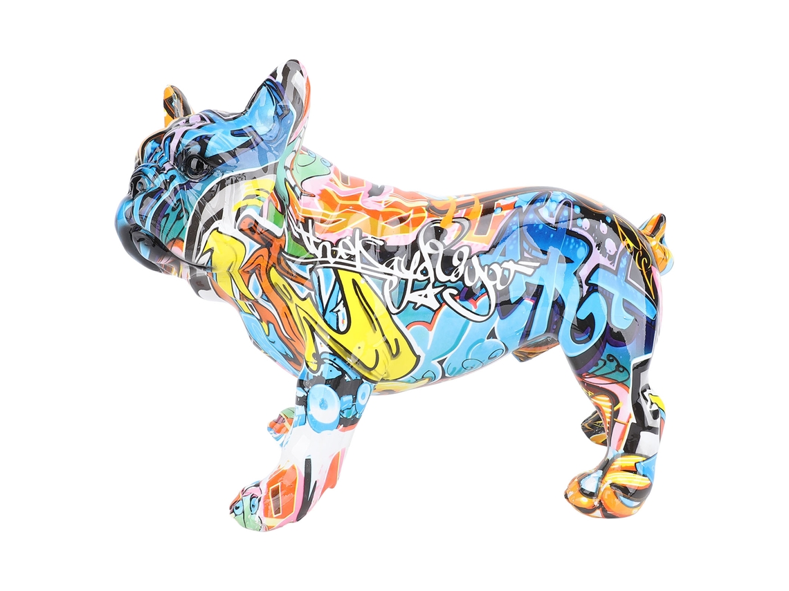 Estátua de Bulldog de Resina Azul para Sala e Escritório S/MARCA