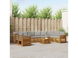 Vidaxl Conjunto De Sofás Para Exterior 11 Pcs Cinza Natural E Claro