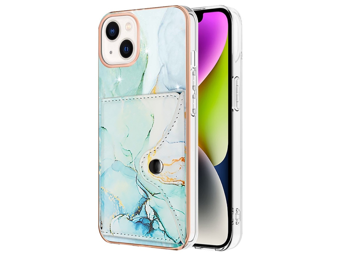 Suporte Casa Imd Para Iphone 14 Plus Pele Sintética Com Porta-cartões Bege