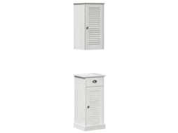 Conjunto 2 Armário De Banheiro Vidaxl Branco Madeira (37 X 34 X 80 Cm)