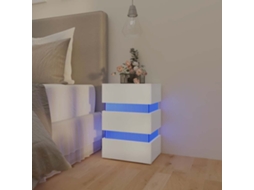 Vidaxl Mesa De Cabeceira C/ Luzes Led Derivados De Madeira Branco