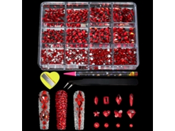 Adesivos De Unha Com Strass De Cristal Ab, 12 Formatos Variados, Design Plano 3d.