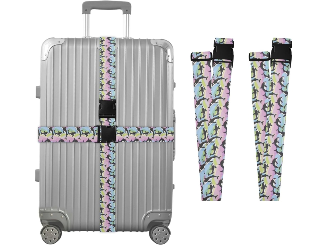 Conjunto De 2 Lindas Alças Bagagem Com Estampa Arco Íris Para Malas, Alças De Viagem, Acessórios Para Cintos, Conector