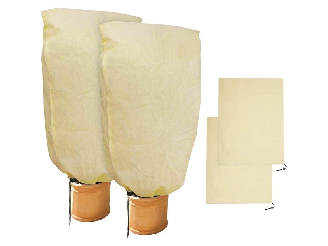 Capas de proteção hivernal para plantas, saco para vasos, bege, 100x80cm S/MARCA