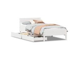 Bed Frame, Bed Frames Vidaxl Branco Madeira De Pinho (90 X 200 Cm)