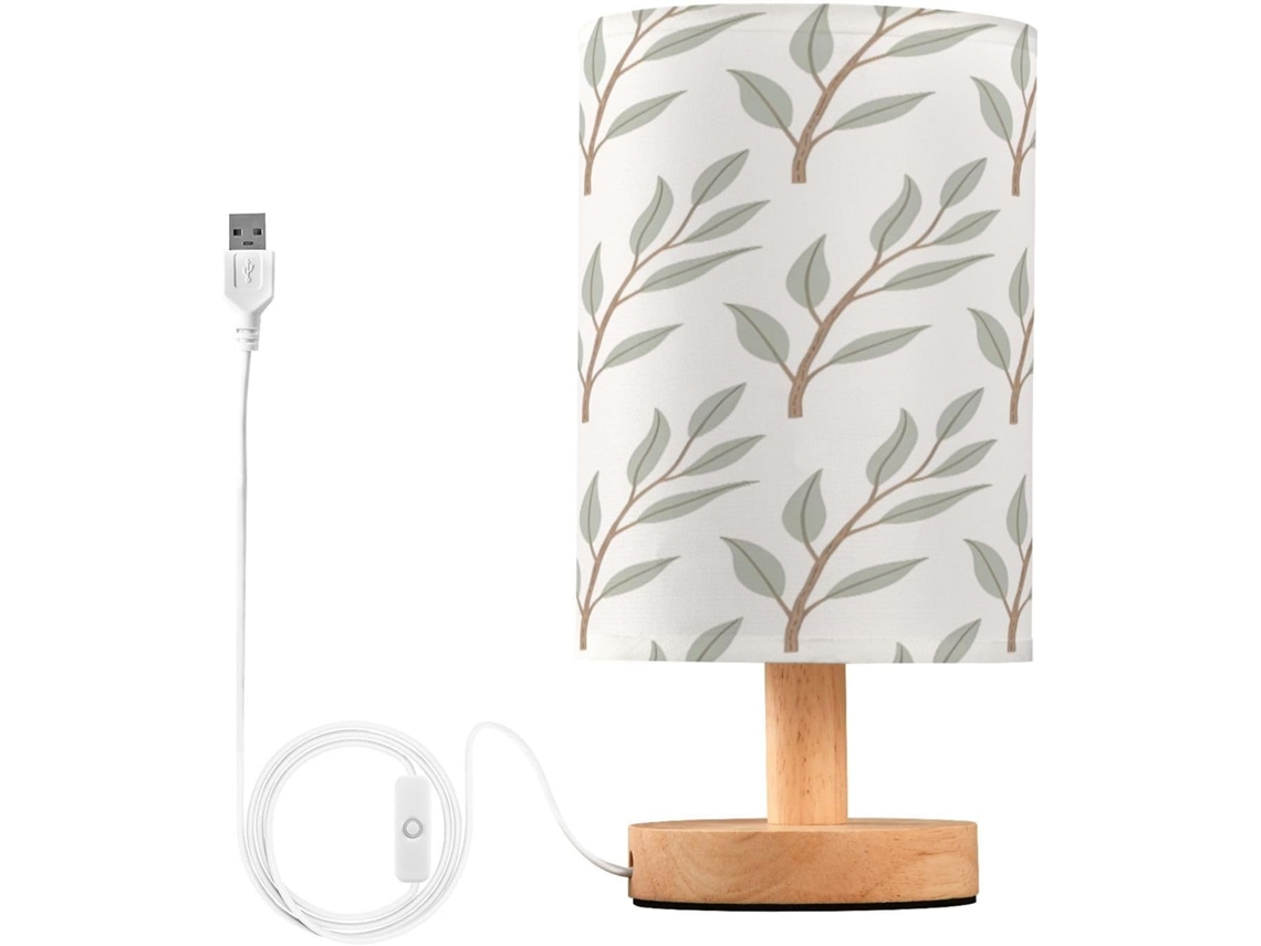 Abajur De Cabeceira Em Formato Folha Para Quarto, Com Portas De Carregamento Usb C, Luminária De Mesa Cabeceira