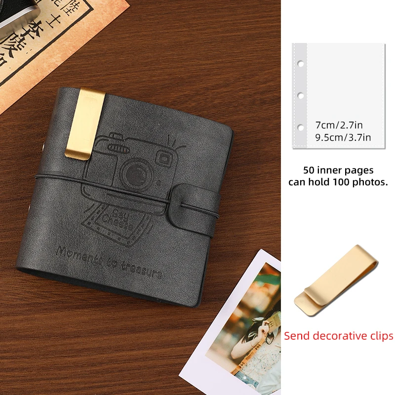 (conjunto Cinza) Pacote Com 5 Álbuns, 50 Páginas, Capacidade Para 100 Fotos, Capa Em Pu, Com Bolso Interno.