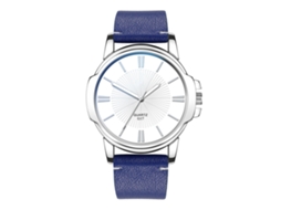 Relógio de Pulso de Quartzo Casual Fashion Pulseira Pu Elegante Presente (azul)