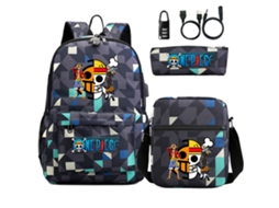 One Piece com Trava de Senha Mochila KOHREE de Estudante de Três Peças