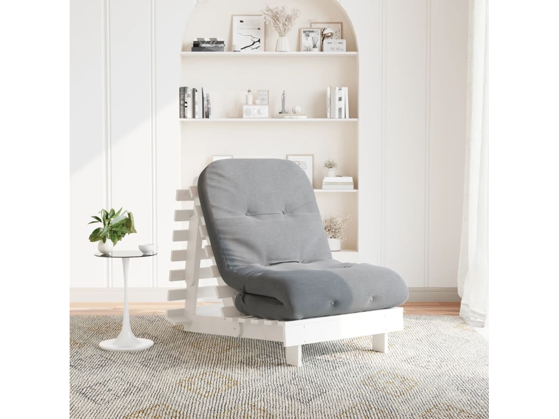 Vidaxl Sofá-cama Futon Com Colchão 70x206x11 Cm Pinho Maciço Branco