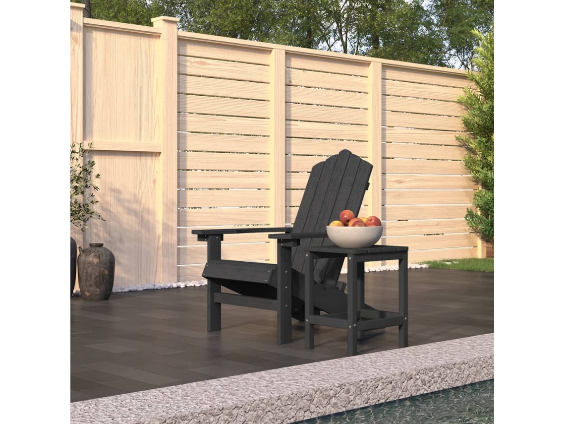 Cadeira De Jardim Adirondack Com Mesa Pead Antracite Dkd Home Decor
