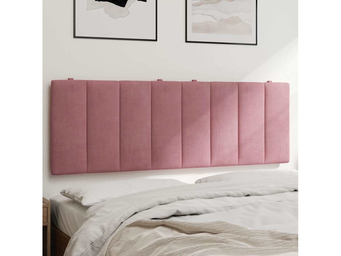 Vidaxl Almofadão De Cabeceira Hanko 120 Cm Veludo Rosa