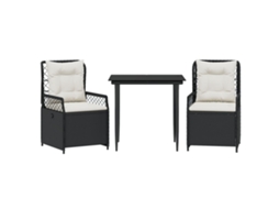 Conjunto de Jantar 3 Pcs para Jardim com Almofadões Vime Pe Preto MAISON EXCLUSIVE (3 pcs)
