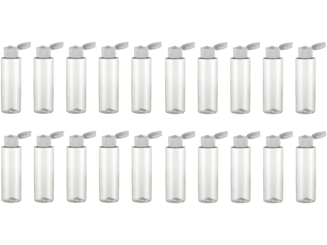 Conjunto De 20 Garrafas Reutilizáveis De Plástico Pet Transparente De 40ml