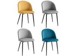Conjunto de 4 Cadeiras de Jantar Estofadas em Veludo com Pés de Metal Estilo Escandinavo, Multicoloridas TOPBRICO