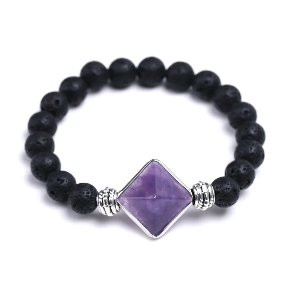 Pulseira De Casal Com Contas De Quartzo Vulcânico Natural (ametista), Bracelete De Obsidiana Com Ressonância Espiritual E Propriedades Curativas.
