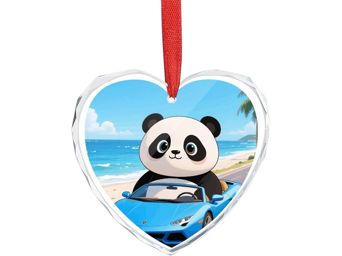 Enfeite De Natal Em Vidro Com Formato De Coração E Em Panda De Vidro