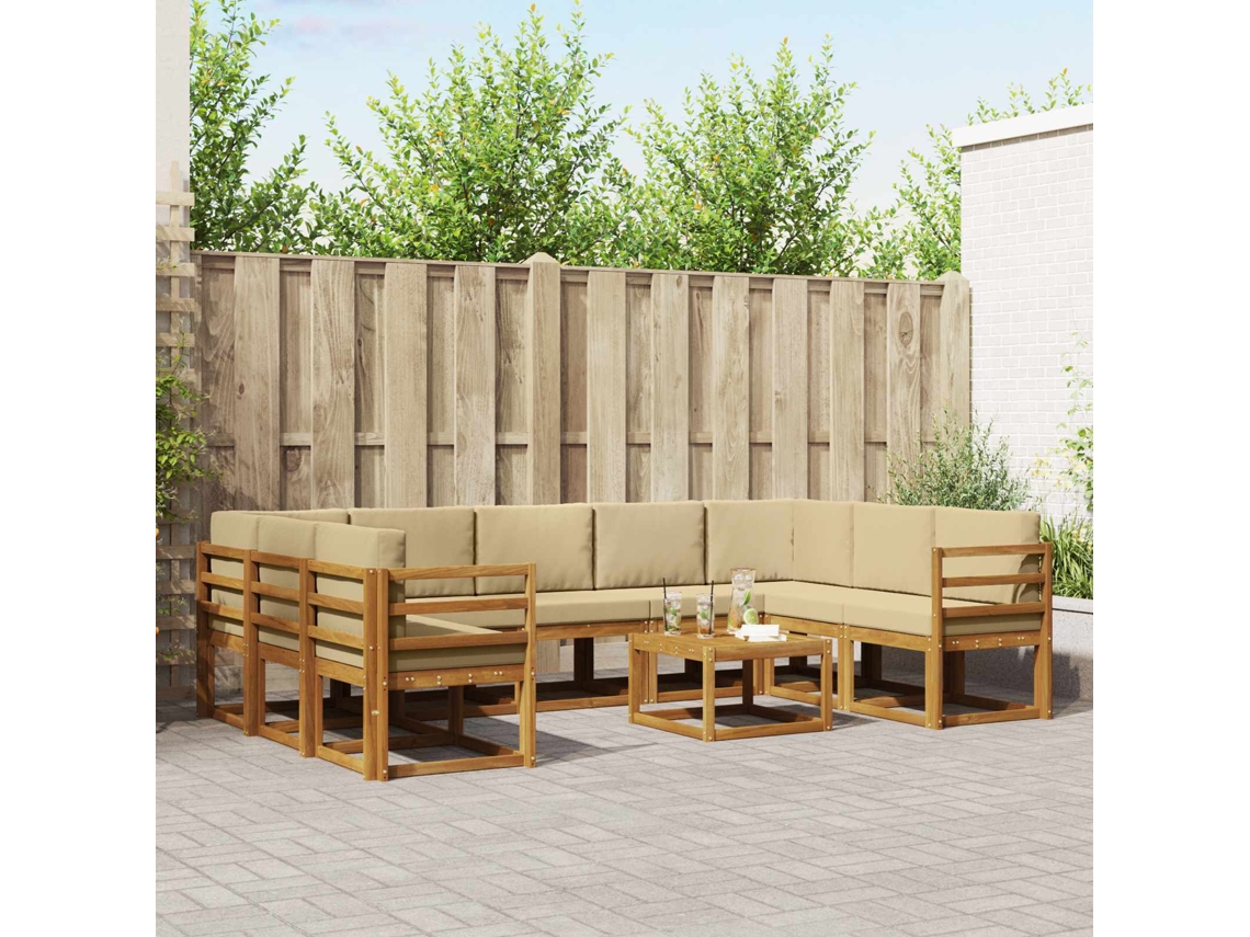 Vidaxl Conjunto De Sofás Para Exterior 10 Unid. Natural E Bege