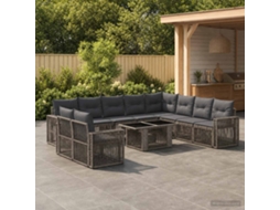 Vidaxl Conjunto De Sofá De Jardim 11 Unid. Cinza E Cinza Escuro