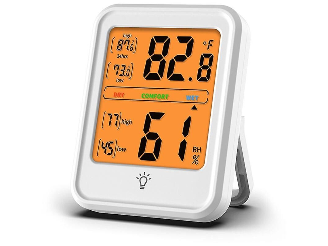 Higrômetro E Termômetro Profissional Para Uso Interno, Com Medidor Digital De Umidade E Temperatura Ambiente E Teclas Retroiluminadas.