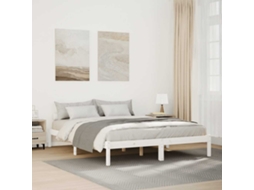 Vidaxl Cama Extra Longa Sem Colchão 160x220 Cm Pinho Maciço Branco