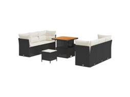 Conjunto De Sofás Para Exterior Vidaxl Preto Vime Pe (80 X 80 X 71 Cm)