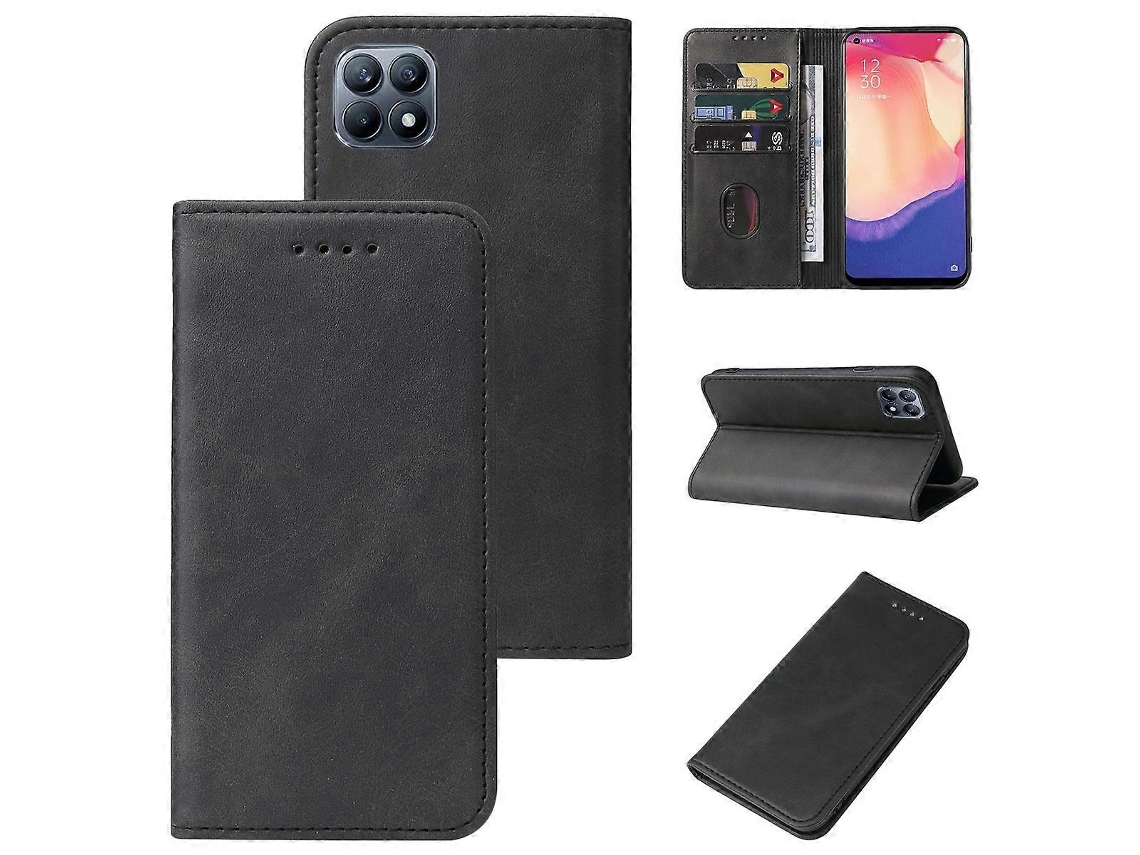 Capa De Couro Com Fecho Magnético Para Oppo Reno4 Se