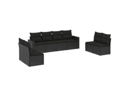 Maison Exclusive - 8 Pcs Conjunto Sofás De Jardim Com Almofadões Vime Pe Preto
