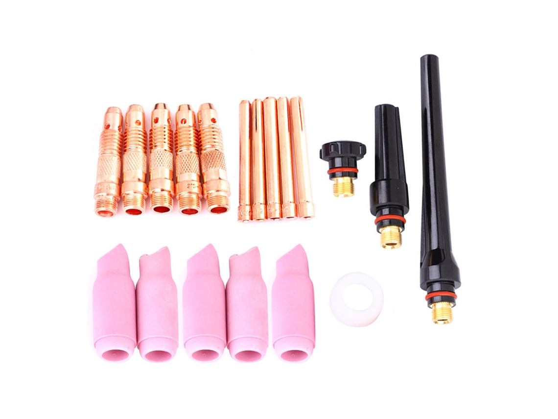 Kit De 24 Peças Consumíveis Para Soplete Tig Wp17/18/26: Isolador, Tampa Posterior, Caleya, Corpo De Caleya, Copo Cerâmico De Alumina