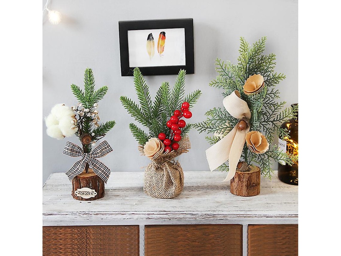 Decoração De Árvore De Natal Mini Para Mesa, 3 Peças