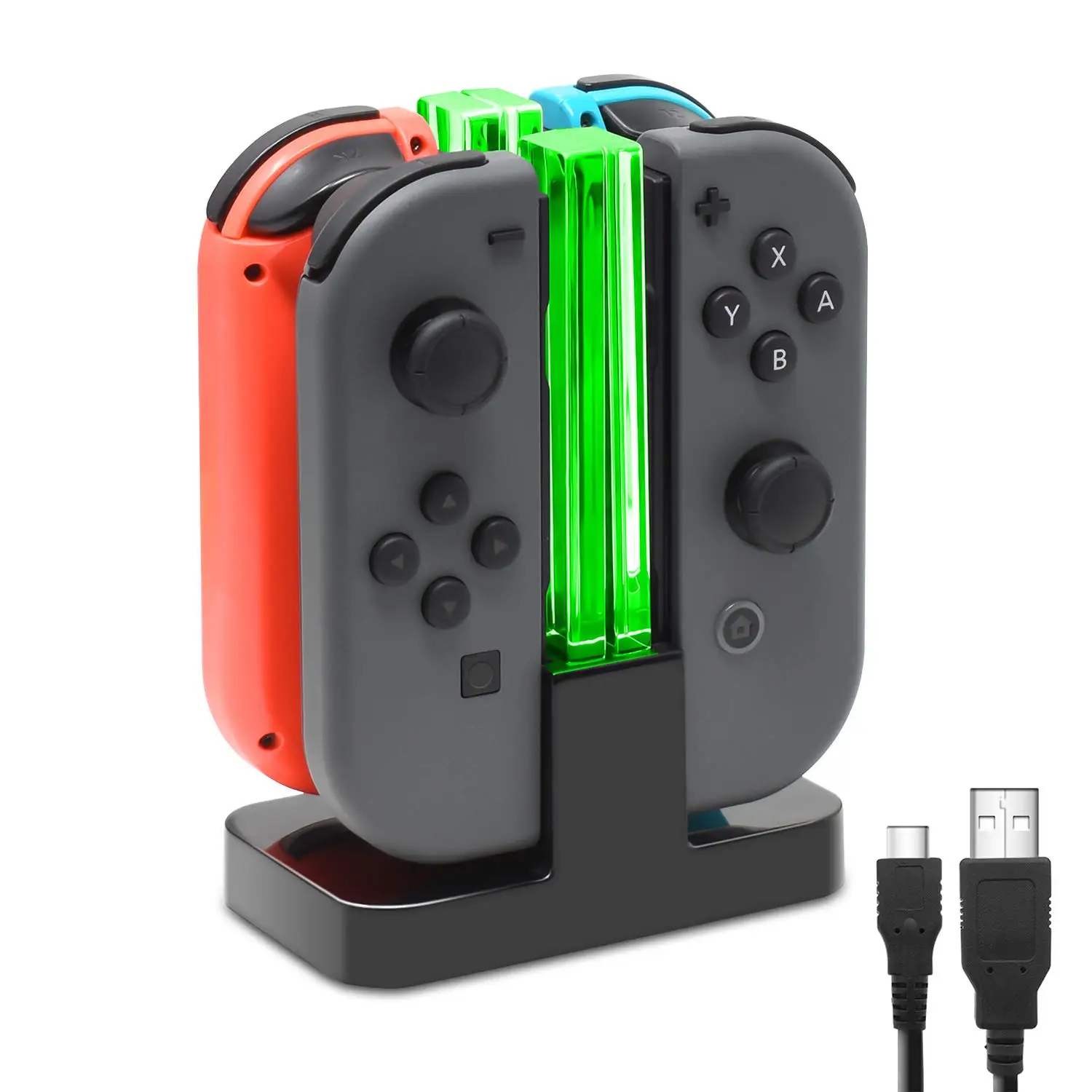 Dock De Carregamento Compatível Com Switch, Para Controles Joy Con E Oled, Com Indicador Led De Poste, Preto