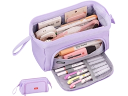 Estojo para Lápis, Grande Capacidade, com Alça, Roxo, Escolar, Escritório, Meninas, Maquiagem AQUAFORGE