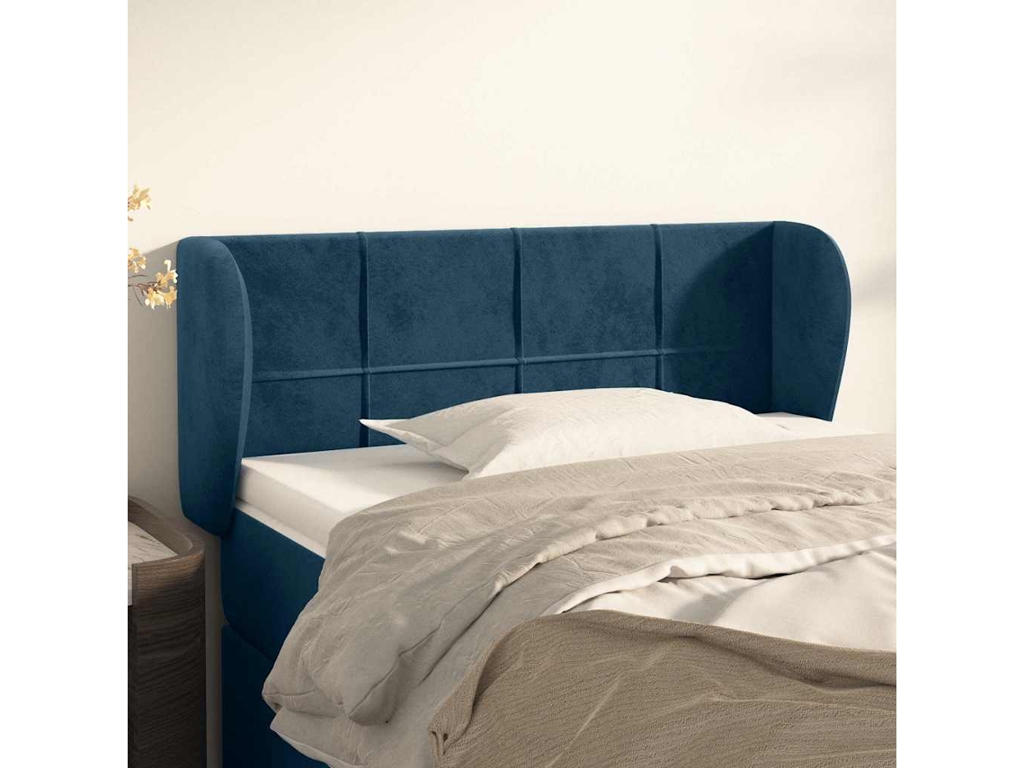 Vidaxl Cabeceira De Cama C/ Abas Veludo 103x23x78/88cm Azul-escuro