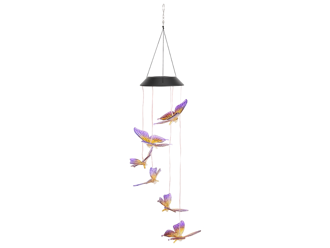 Luz Solar LED Sino de Vento, Impermeável, Decorativa, Jardim e Interior, Roxo e Amarelo | S/MARCA