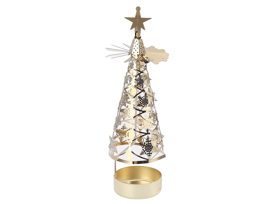 Laxiscreed Castiçal Giratório Decorativo Em Ouro Para Casamento E Natal Com Flocos De Neve