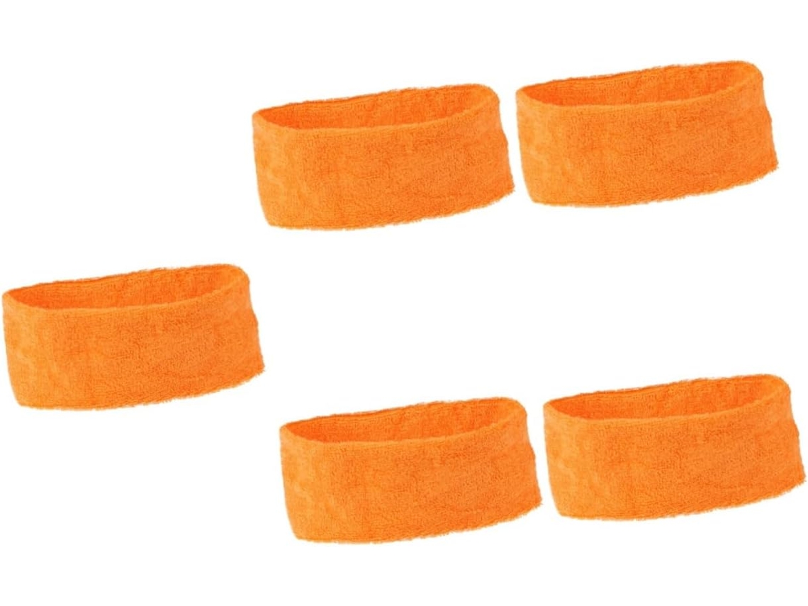 Conjunto De 5 Peças De Faixas De Cabeça Ajustáveis Para Ioga, Em Microfibra, Com Esponja Absorvente E Ideal Para Spa, Na Cor Laranja. Perfeito Para...