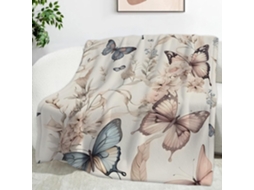 Manta Floral com Borboletas 150x200 Cm Multifuncional Macia e Aconchegante em Flanela Ideal para Cama Escritór