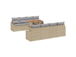 Conjunto 9 Sofá De Jardim Vidaxl Bege Vime Pe (100 X 55 X 73 Cm)