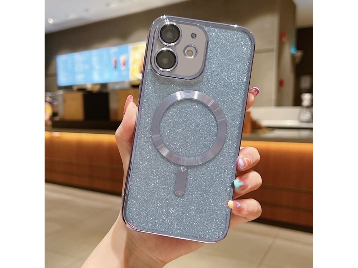 Capa De Tpu Para Iphone 12 - Glitter - Acabamento Eletroplástico - Magsafe