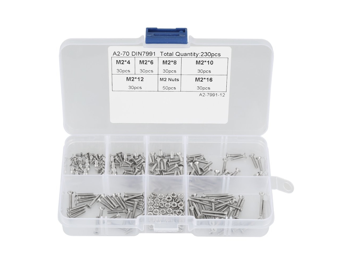 Kit Variado De Porcas E Parafusos Cabeça Chata Em Aço Inoxidável,