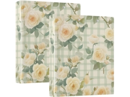Macarrão escolar amarelo com estampa floral, 3,8 cm, 1,5 polegadas, três anéis com saquinhos, pacote com 1 ou 2 macarrões sortidos.