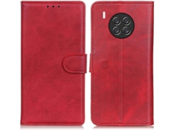 Capa Fólio Protetora Elegante Tipo para Huawei Nova 8I HONGWE. Pele Sintética Anti-Choque Vermelho